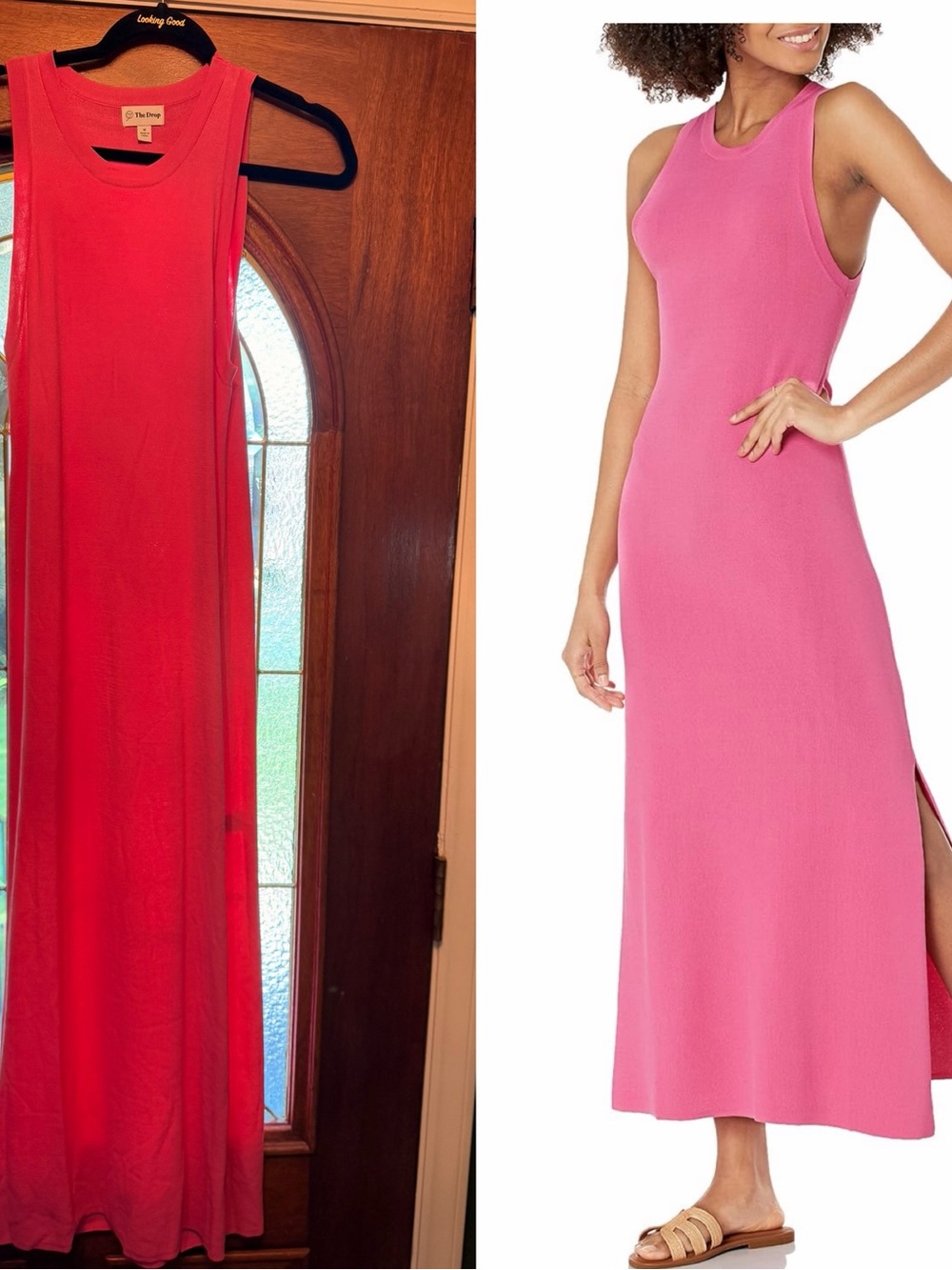Sleeveless Ribbed Maxi Dress in Bright Pink